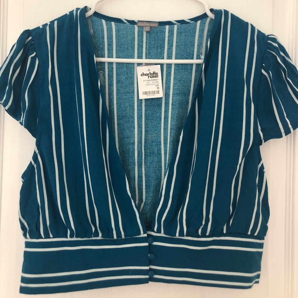Dark Teal V-Neck Crop Top